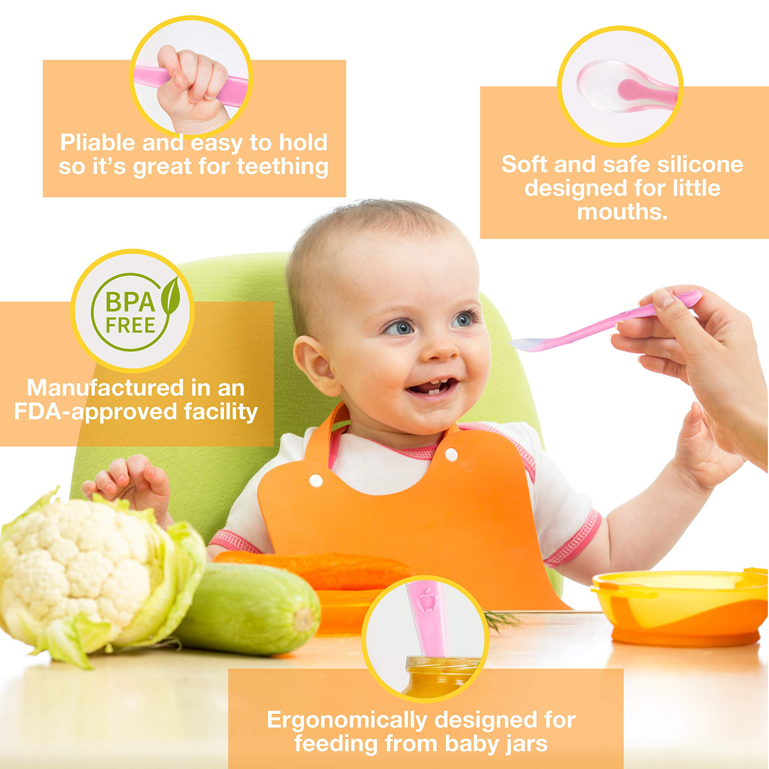 Baby Spoons First Stage Silicone Baby Spoon – Self Feeding Baby Utensils –  Infant Spoons First Stage Baby Feeding Spoon - Soft & Gentle on Gums - BPA  Free Silicone Baby Spoons Set - Yahoo Shopping