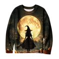 thumbnail image 4 of Halloween Tops for Women Pumpkin Graphic Crew Neck Long Sleeve Fashion Funny Party Pullover Top Multicolor 14 S, 4 of 6