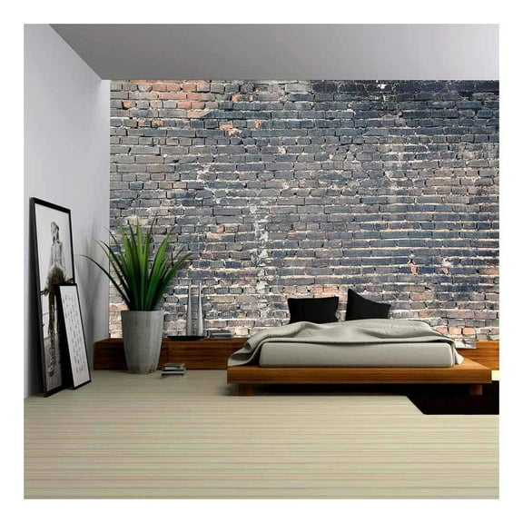 wall26 - Dark Brick Background - Removable Wall Mural | Self-Adhesive Large Wallpaper - 100x144 inches