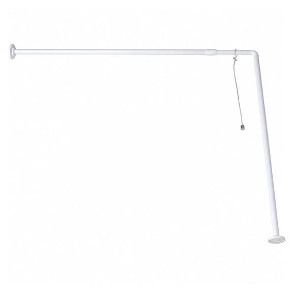Evideco French home goods Shower Rod 37 in to 71 in Adjustable L-Shaped Shower Curtain Rods, White