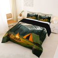 thumbnail image 3 of Manfei Jungle Campfire Tents Queen Comforter Set 3 Pieces,Happy Camping Comforter Sets Queen,Green Brown,1 Comforter and 2 Pillowcases,Reversible, 3 of 6