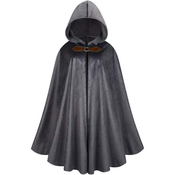 Disfraz medieval para hombre, disfraz de rol para Halloween, capa de longitud media, capa para hombre
