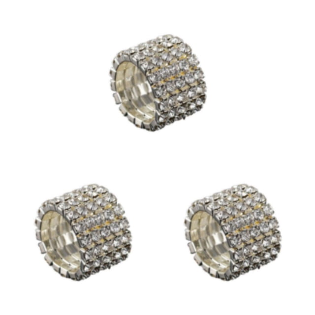 Thinsony Classy Inlaid Ring Sturdy Alloy With Dazzling Accents And Exquisite silver 5 rows 3Set