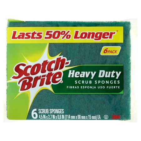 Scotch-Brite Heavy Duty Scrub Sponges Value Pack, 6 Sponge per Pack