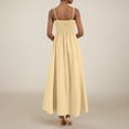 thumbnail image 4 of vigerkar Womens 2025 Summer Dress Casual Sleeveless Spaghetti Strap Smocked Ruffle Beach Long Maxi Dress with Pockets Yellow, M, 4 of 6