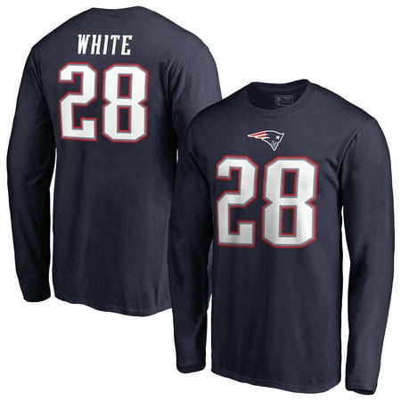 James White New England Patriots NFL Pro Line by Fanatics Branded Authentic Stack Name & Number Long Sleeve T-Shirt - (Best Nfl Team Names)
