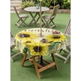 thumbnail image 4 of Outdoor Tablecloth with Umbrella Hole for Patio/Picnic/Party/Camping, Sunflowers Waterproof Table Cloth Round Cover Washable, Spring Botanical Watercolor Blossom Flowers (Dia 60"), 4 of 8