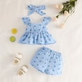 thumbnail image 2 of Xyant Toddler Baby Girl Clothes Knit Floral Fly Sleeve Tops Shorts Cute Summer Spring Outfits Infant Baby Girl Clothing Set (Blue,18-24 Months), 2 of 7