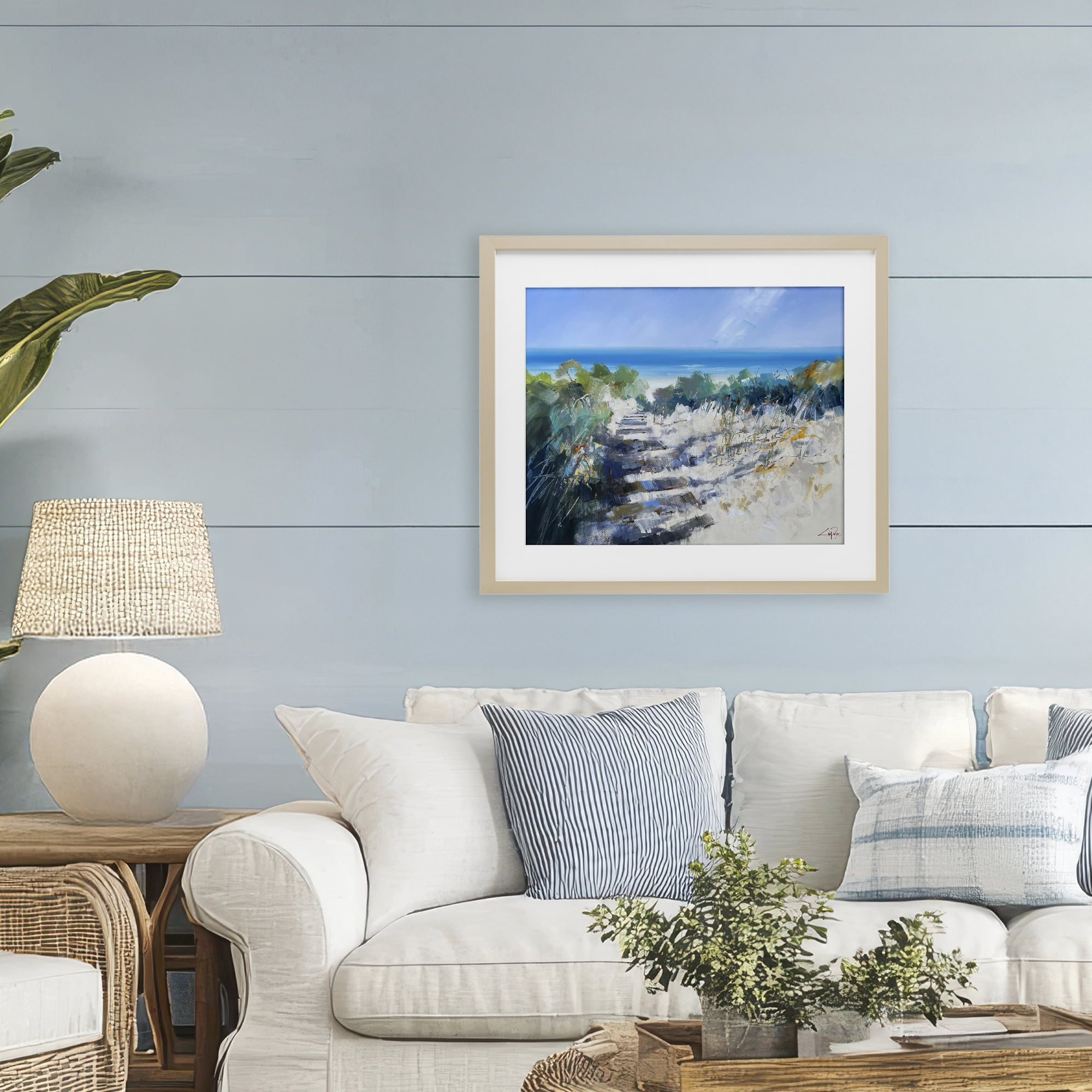 Stupell Industries Beach Steps in Robe Birch Framed Print Under Glass, design by Craig Trewin Penny
