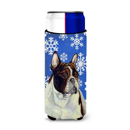 

Caroline s Treasures LH9292MUK French Bulldog Winter Snowflakes Holiday Ultra Hugger for slim cans Slim Can multicolor
