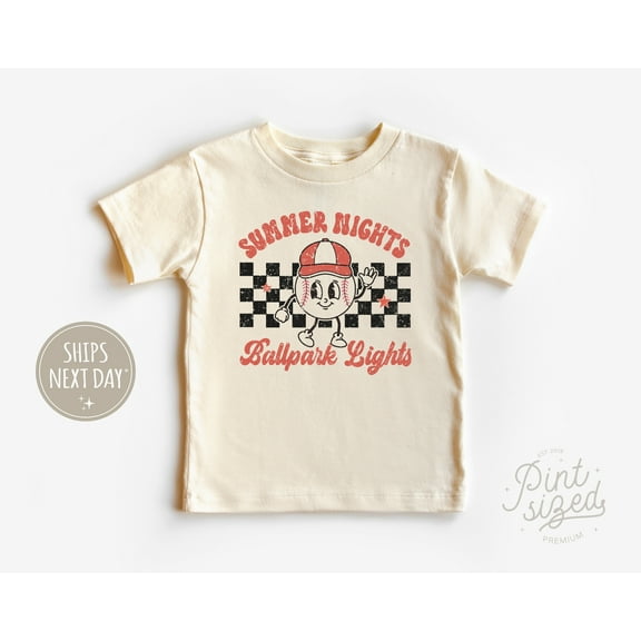 Summer Nights Ballpark Nights Toddler Shirt, Retro Baseball Tee, Summer Kids Shirt TODDLER SHORT SLEEVE TEE BELLA CANVAS 3001T
