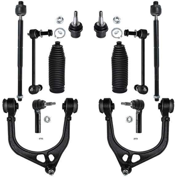 Detroit Axle - RWD Front 12pc Control Arms Kit for Chrysler 300 Dodge Challenger Charger Magnum, 2 Upper Control Arms 2 Lower Ball Joints 4 Tie Rods 2 Sway Bars 2 Boots