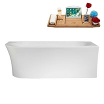 67" Streamline B-368-129-BGM Soaking Freestanding Tub and Tray With Internal Drain in Brushed GunMetal