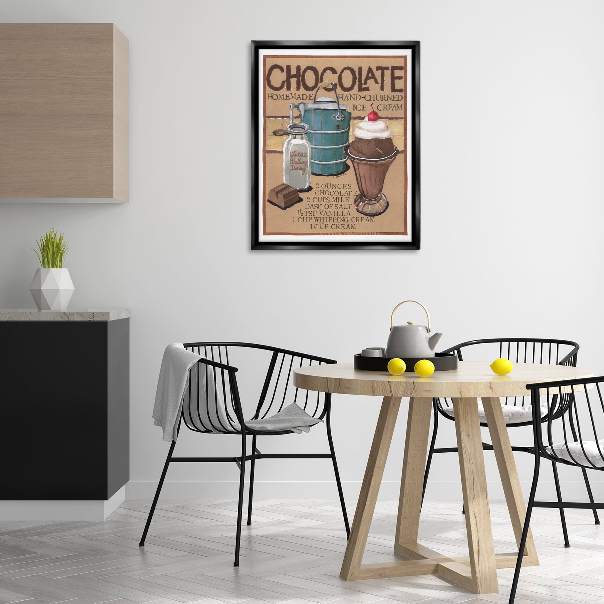 Stupell Industries Chocolate Ice Cream Food & Beverage Painting Black Floater Framed Art Print Wall Art, 25 x 31