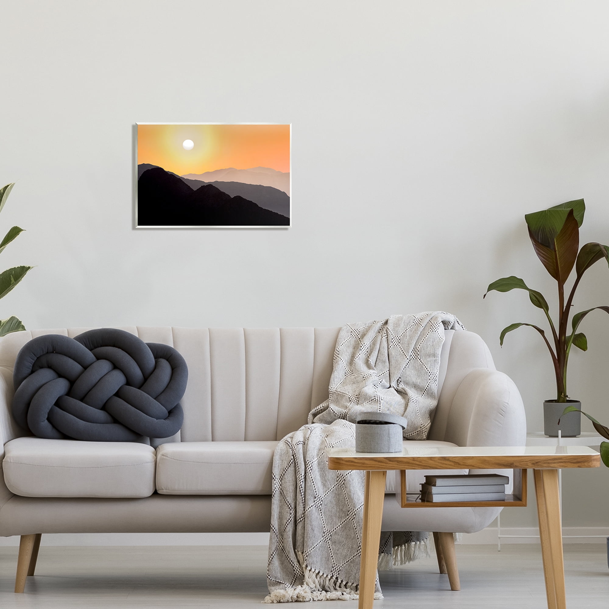 Stupell Industries Orange Sky Mountain Silhouettes Landscape Photography Unframed Art Print Wall Art