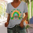 thumbnail image 2 of JURANMO Sales Today Clearance Prime Only St. Patrick's Day T Shirt for Women Lucky Clover Graphic Tees Casual Loose Fit Irish Shirts Cute U Neck Tunic Tops Blouse Gray M, 2 of 5