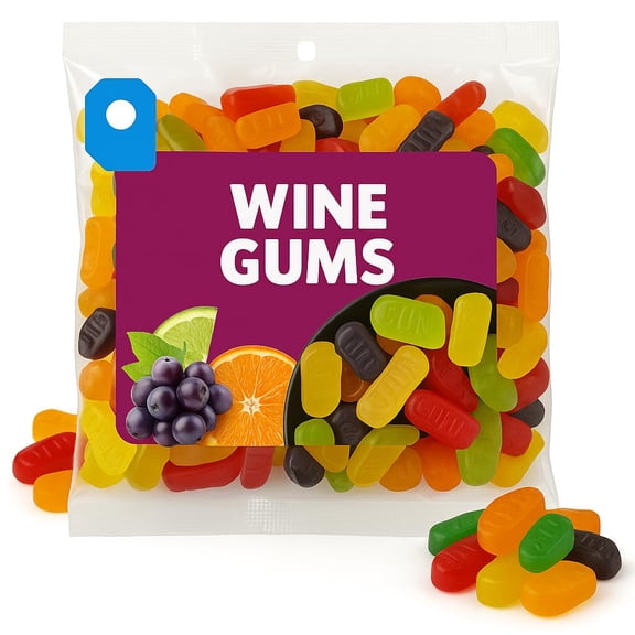 Wine Gums - 2.2 LB Bulk Bag - Gourmet Flavored Candy Gummies for Adults - Sweet Treat 31814