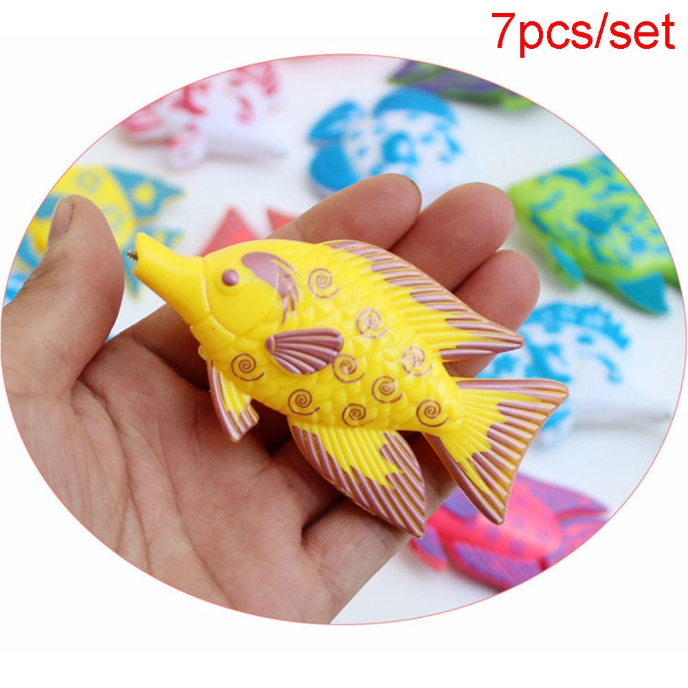Huntermoon 7 Pcs Plastic Fishing Toy Magnetic Educational Fish Rod