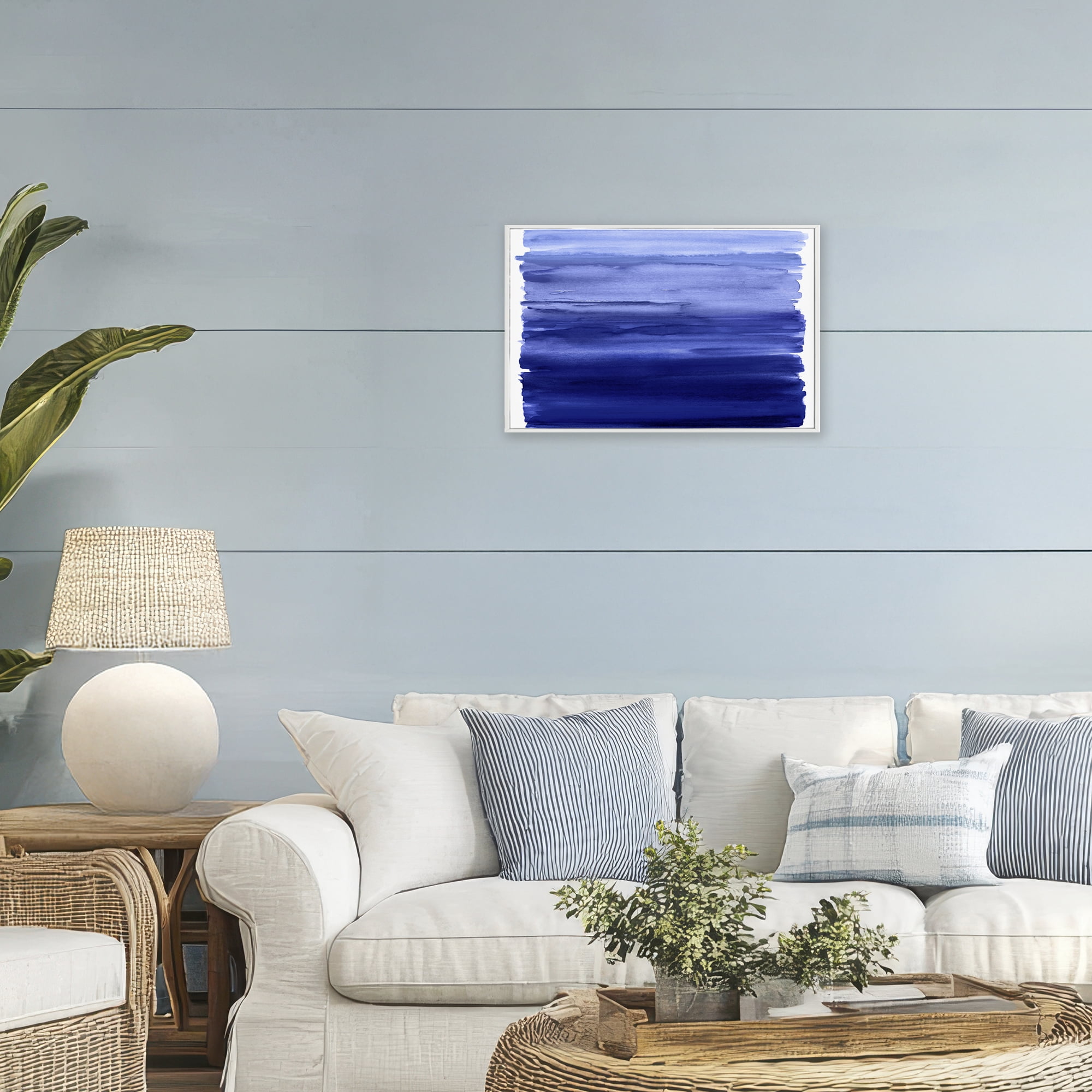 Stupell Industries Oceanic Ombre Blue White Framed Giclee Art, design by Allie Corbin