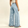 thumbnail image 6 of Axiiglly Wide Leg Jeans for Women High Waisted Straight Ruffle Hem Jeans with Pockets Vintage Baggy Trendy Denim Pants, S-3XL, 6 of 7