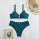 thumbnail image 3 of Conjunto de Bikini de Cintura Alta para Mujeres Color Sólido Sexy Colgantes Ajustables Bikini, Diseño de Corte Alto sin Espalda para Piscina, Playa Y Vacaciones, 3 of 5