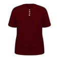 thumbnail image 5 of Ladies Tops and Blouses Casual Solid Color Button V Neck Plus Size Short Sleeve Tee Summer Tops, 5 of 5