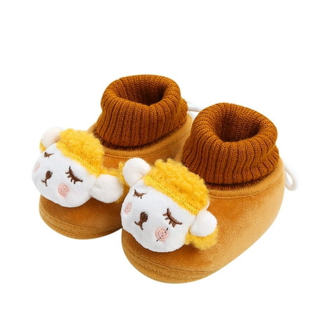

yinguo winter children toddler shoes boys and girls floor shoes elastic band comfortable warm cute cartoon sheep pattern c 12
