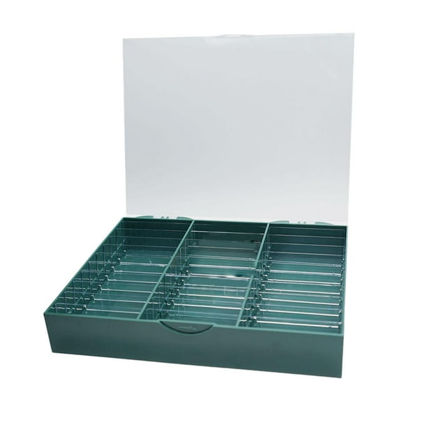 Caja organizadora para decoración de uñas con 30 compartimentos y tapa transparente para uso en salón y hogar. Verde