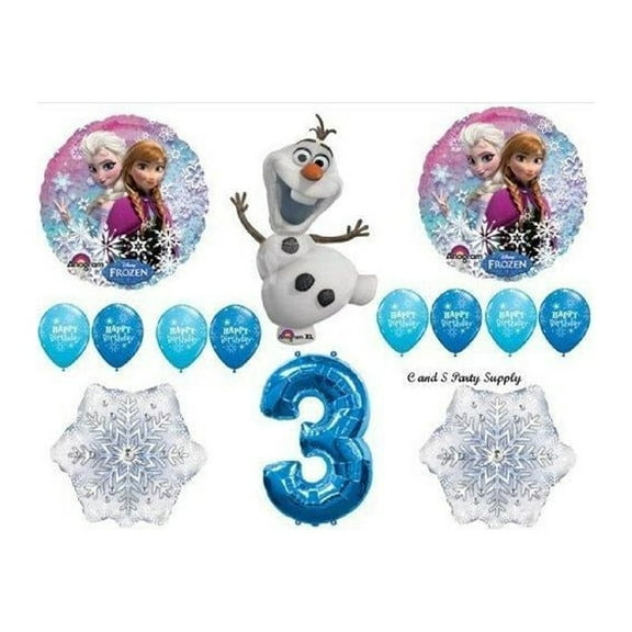 Frozen Blue 3rd Disney Movie Birthday Party Balloons Decorations Supplies