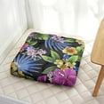 thumbnail image 3 of Hawaiian Print Seat Cushion&nbsp;– 22x22 Inch Floor Pillow, Soft Dutch Velvet, Colorful Hibiscus & Palm Leaf Pattern (Summer Beach Resort Style), 3 of 7