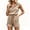 Khaki, variant on Sleeveless Women's Casual Shorts Rompers Summer Half Zip Lapel Collar Drawstring Knit One Piece Jumpsuit with Pockets