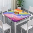 thumbnail image 3 of Rainbow Tie Dye Wave Pattern Square Fitted Tablecloth with Elastic Edge,Square Table Cover,Washable Elastic Table Cover for Home Kitchen Party Decor 36"x36", 3 of 6