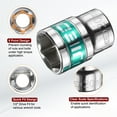 thumbnail image 4 of Uxcell 2pcs 1/2" Drive 6 Points Socket 20mm CR-V Metric Shallow Socket, Silver Green, 4 of 7