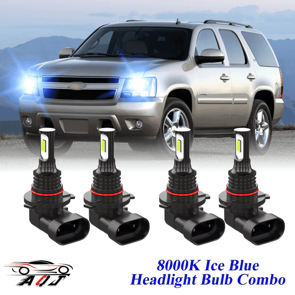 8000K Ice Blue LED Headlight Bulbs Combo Kit For Chevrolet Tahoe 1995-2006