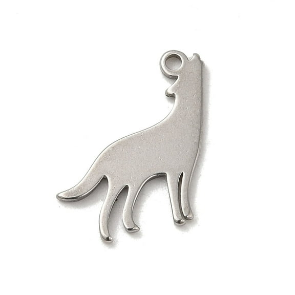 30pc Non-304 Stainless Steel Charms Wolf Charm Stainless Steel Color 14x15x1mm Hole: 1.2mm