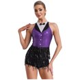 thumbnail image 2 of Kaerm Womens Sequins Tassel Jazz Latin Dance Dress Sleeveless Modern Tango Salsa Dance Leotard Purple 16, 2 of 6