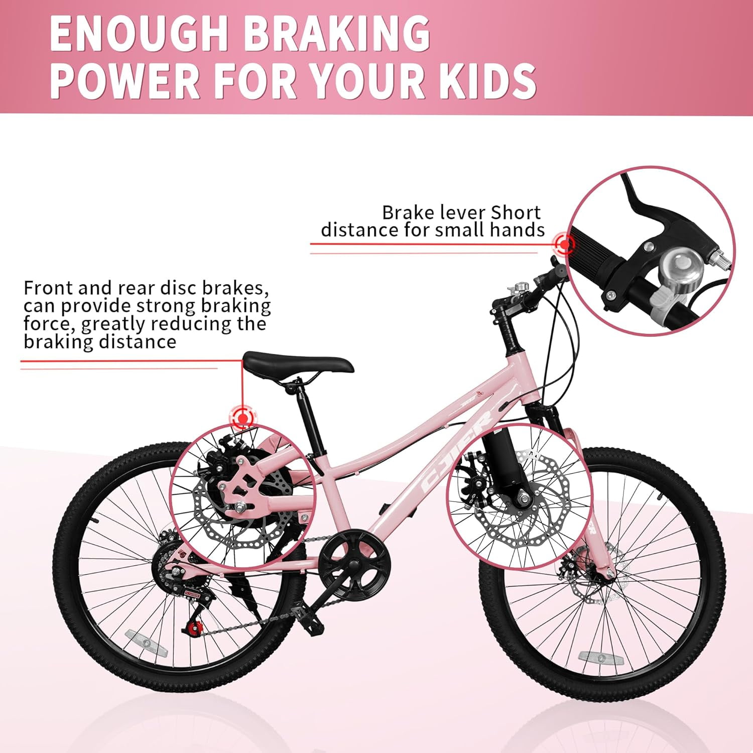 20 Inch Mountain Bike for Kids, Akaber Bicycles for Boys Girls 6-14 Years, 7 Speed Gears, Suspension Fork, Dual Disc Brakes, Anti-Slip Tires
