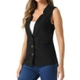 thumbnail image 4 of INSPIRE CHIC Women's Button Down Vest Top Cotton Linen V Neck Sleeveless Casual Jacket XS Black, 4 of 6