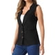 thumbnail image 4 of INSPIRAR CHIC Top sin mangas de botón para mujer, chaleco de algodón y lino, cuello en V, casual, color negro, 4 of 6