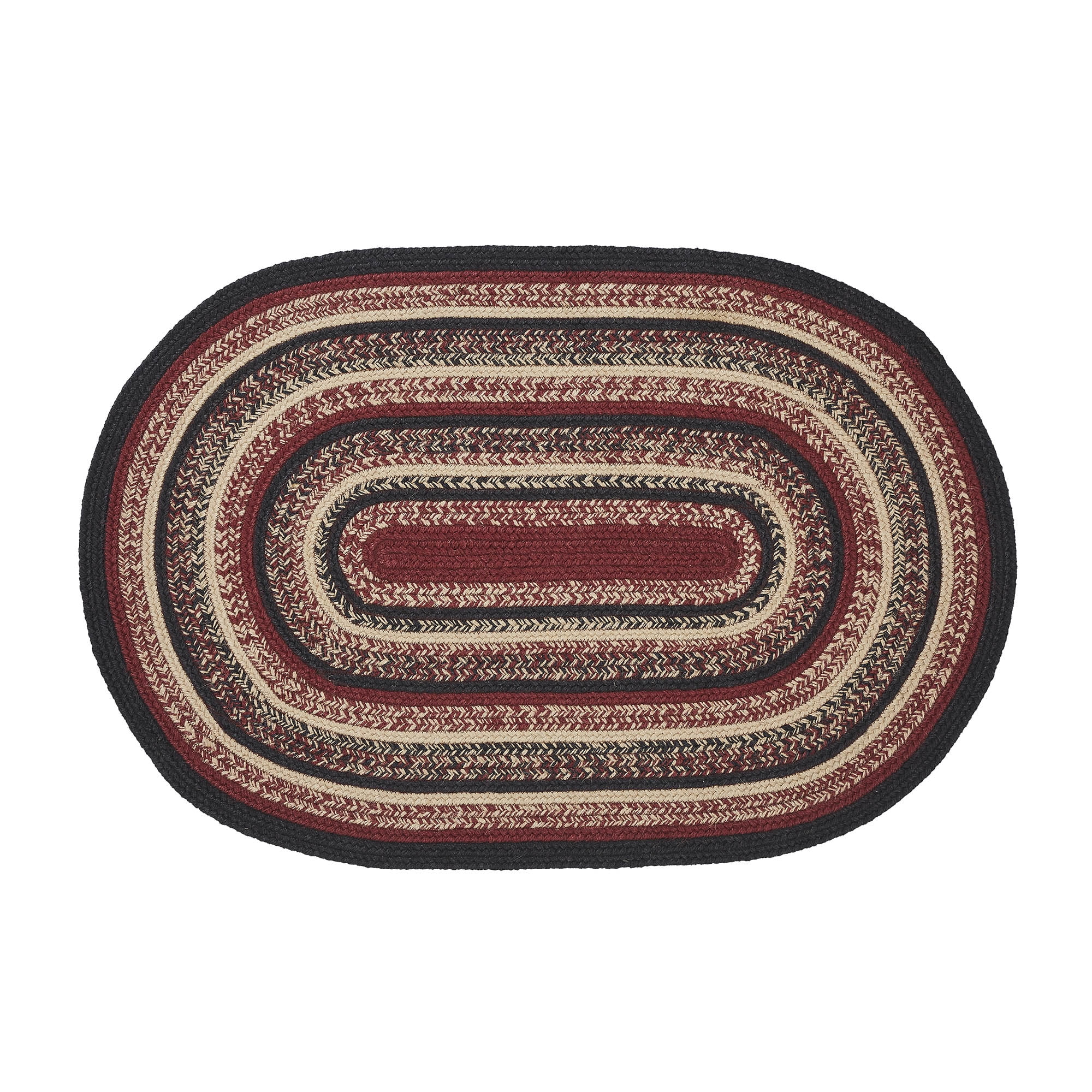 VHC Brands Jute Rug 24x36 w/Pad, Jute Area Rug, Accent Rug, Floor Decor, Braided, Connell Collection, Oval 24x36, Country Black