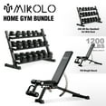thumbnail image 4 of Mikolo Rubber Hex Dumbbell Set with Racks and FID Weighted Bench, Options in 450lbs, Strength Training Weight Set Home Gym, 4 of 15