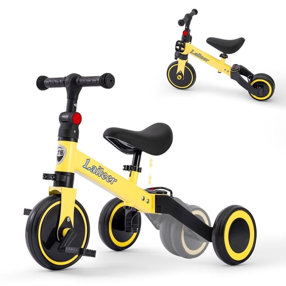 Dimedeal 3-in-1 Convertible Trike for Toddlers 2-5 Years, Adjustable Foldable Balance Bike & Tricycle Combo with Removable Pedals