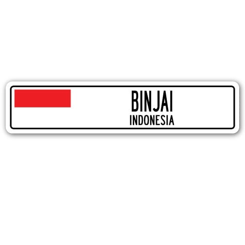 BINJAI INDONESIA Street Sign Indonesian flag city country road wall gift