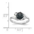 thumbnail image 2 of Solid 14k White Gold 6mm Black Freshwater Cultured Pearl Diamond Ring Band Size 7.5 (.082 cttw.), 2 of 3