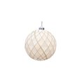 thumbnail image 3 of Flocked Christmas Ball Ornament, 6-Inch White Plastic Bauble with Gold Thread Pattern for Tree and Party Decor, 3 of 10