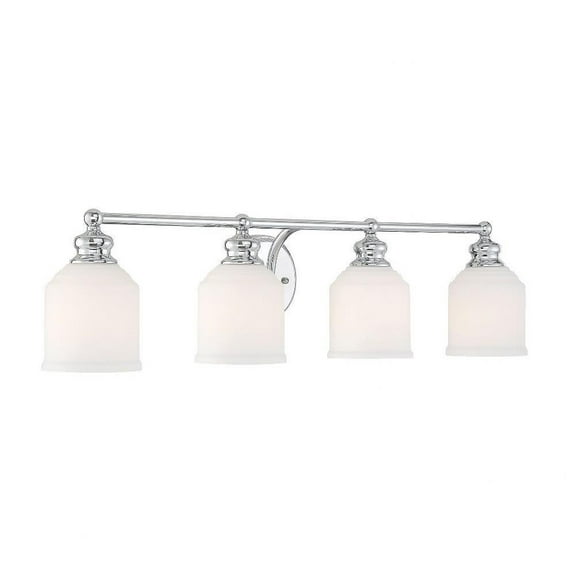 4 Light Bath Bar-Traditional Style with Mid-Century Modern and Vintage Inspirations-7.75 inches Tall By 33.5 inches Wide-Polished Chrome Finish Bailey