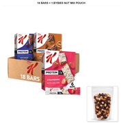 Special K Protein Meal Bar Variety Pack, Strawberry, Chocolate Brownie Batter, and Chocolate Peanut Butter, 18 Bars + 1x Bybies Nut Mix Pouch, 2 oz