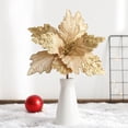 thumbnail image 4 of JeashCHAT Sequin Poinsettia Flower Picks, Christmas Tree Decorations, Fabric Artificial Christmas Flower Stem, Glitter Fake Floral for Vase Xmas Holiday Party Home Decor, 10.24" x 10.82", 4 of 6