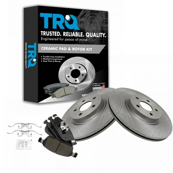 TRQ Front Brake Pad & Rotor Kit Brake Pads Brake Rotor Ceramic Fits Select 2017-2019 Ford Escape 2018-2019 Lincoln MKC