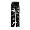 thumbnail image 4 of Fiaer Christmas Womens Pajamas Pants Plus Size High Waisted Sleepwear Trousers Funny Graphic Wide Leg Xmas Pjs Slacks with Pocket Black M, 4 of 4